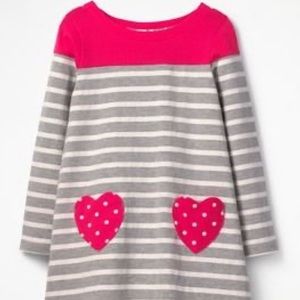 Mini Boden Heart Pocket Dress Tunic Pink Stripe 5